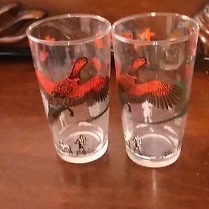 Set of Two Hazel Atlas Pheasant Glases